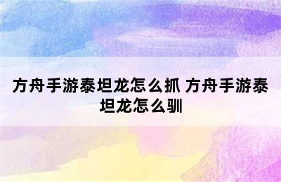 方舟手游泰坦龙怎么抓 方舟手游泰坦龙怎么驯